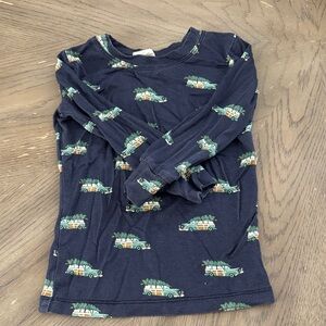 kate quinn Navy Long Sleeve Tee with Green & Tan Truck Print